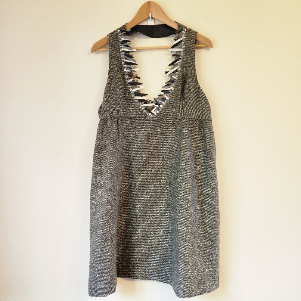 Anna Sui for Target Metallic Embellished Boucle Tweed Mini Dress Sz L Mod Party